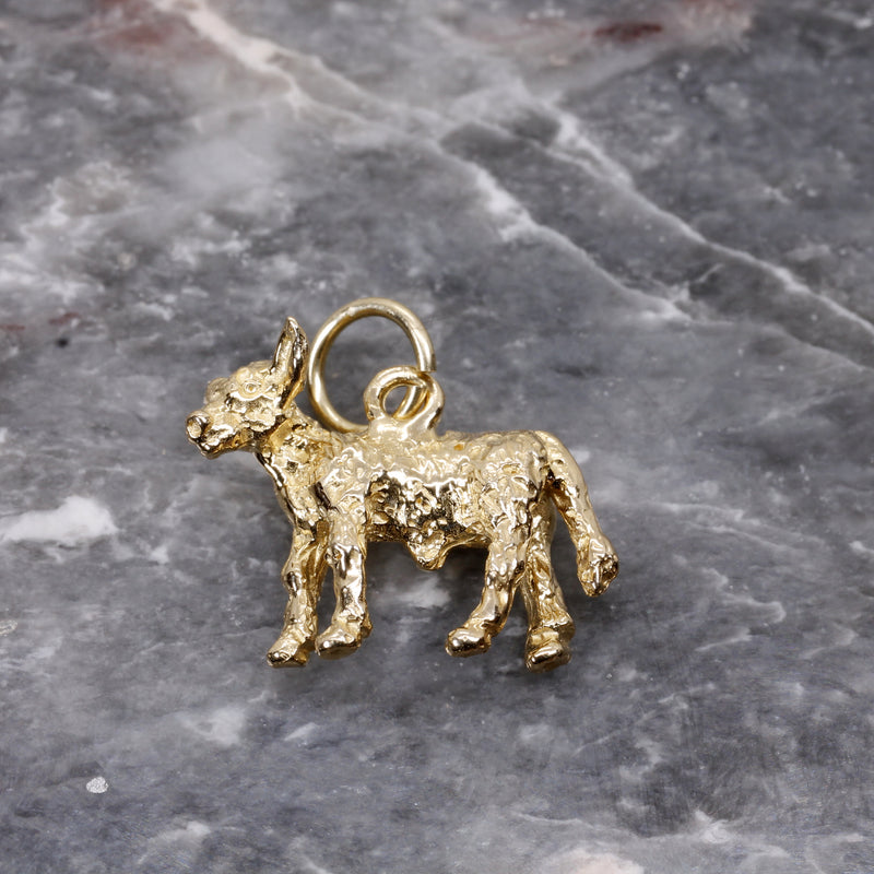 Gold Calf Charm made in solid 14kt yellow gold with 3D Calf