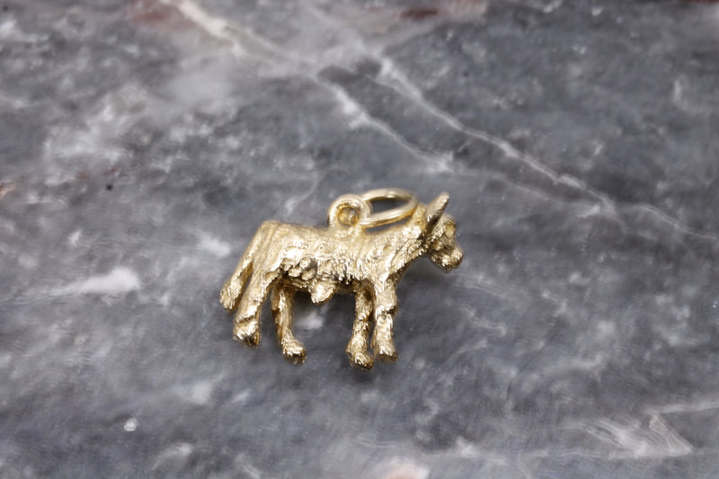 Gold Calf Charm made in solid 14kt yellow gold with 3D Calf