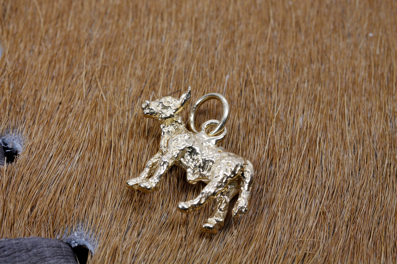 Gold Calf Charm made in solid 14kt yellow gold with 3D Calf