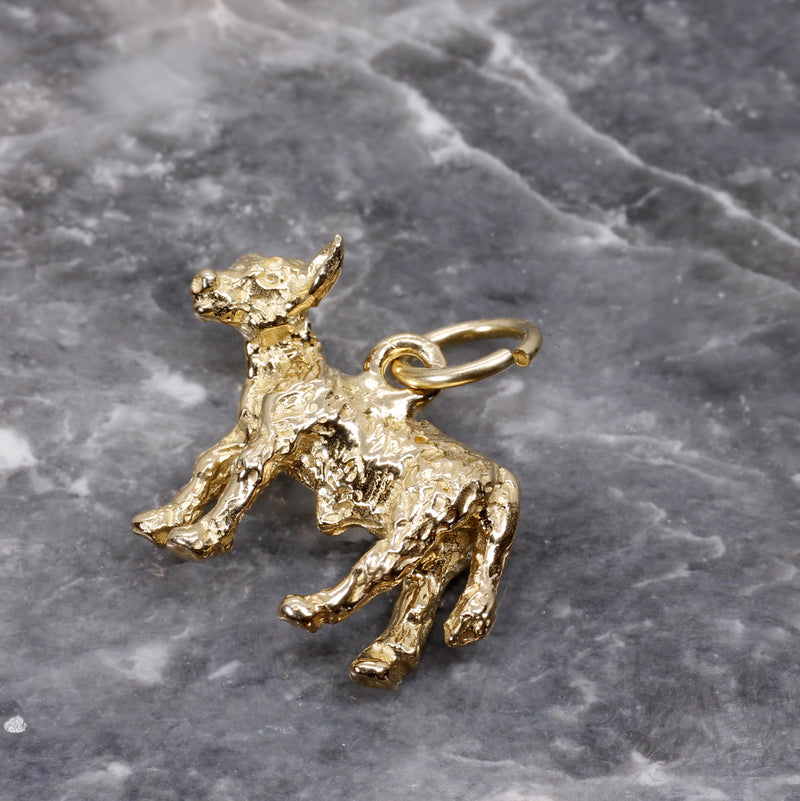 Gold Calf Charm made in solid 14kt yellow gold with 3D Calf