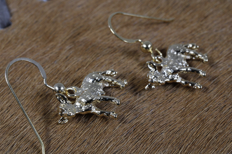 Gold Calf Earrings with Solid 14kt Gold Calves dangling on French wire