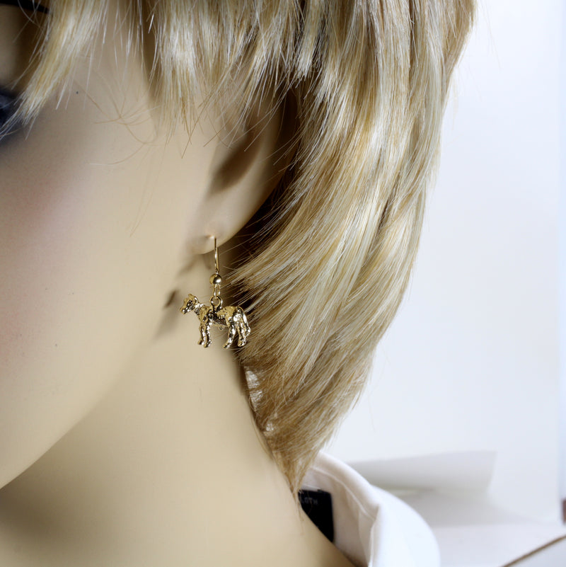 Gold Calf Earrings with Solid 14kt Gold Calves dangling on French wire