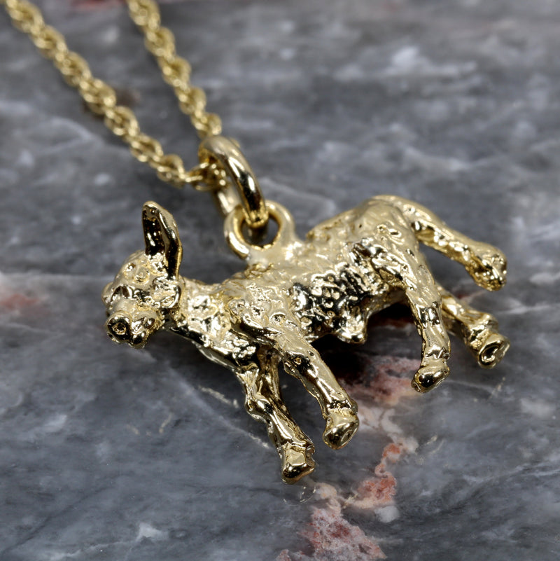 Gold Calf Necklace made in 4kt yellow gold vermeil with 3D Calf