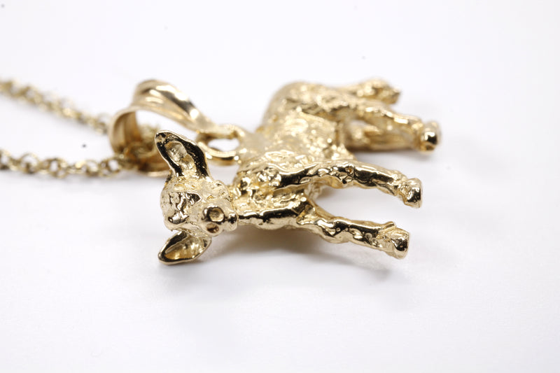 Gold Calf Necklace made in solid 14kt yellow gold with 3D Calf
