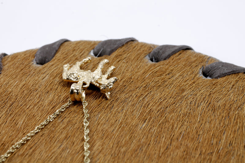 Gold Calf Necklace made in solid 14kt yellow gold with 3D Calf