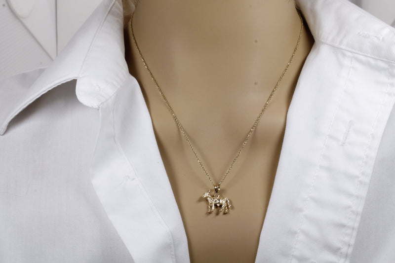 Gold Calf Necklace made in solid 14kt yellow gold with 3D Calf