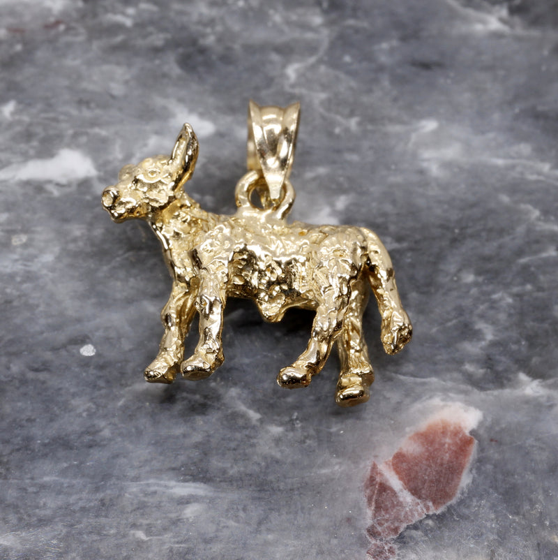 Gold Calf Necklace made in solid 14kt yellow gold with 3D Calf