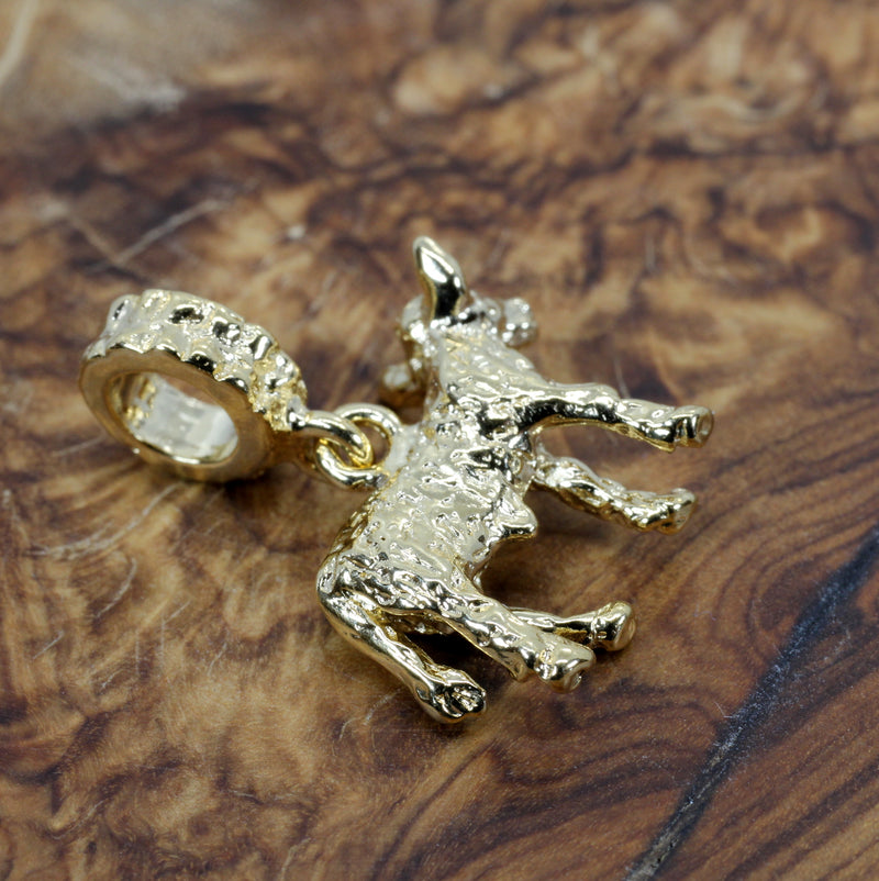 Gold Calf Slide Charm made in 14kt Gold Vermeil for slide bracelet