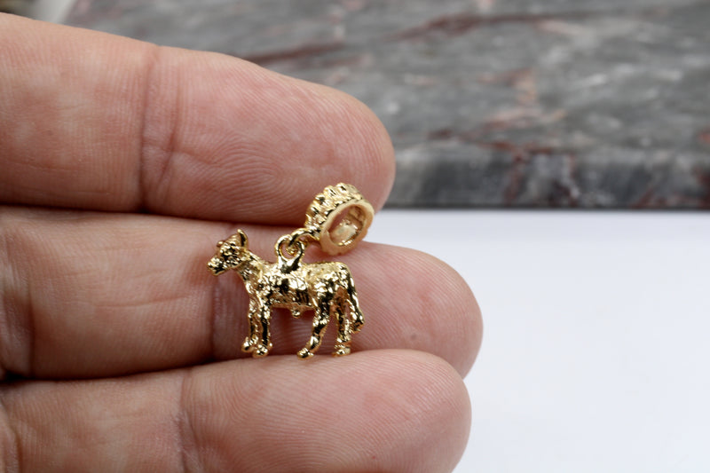 Gold Calf Slide Charm made in 14kt Gold Vermeil for slide bracelet