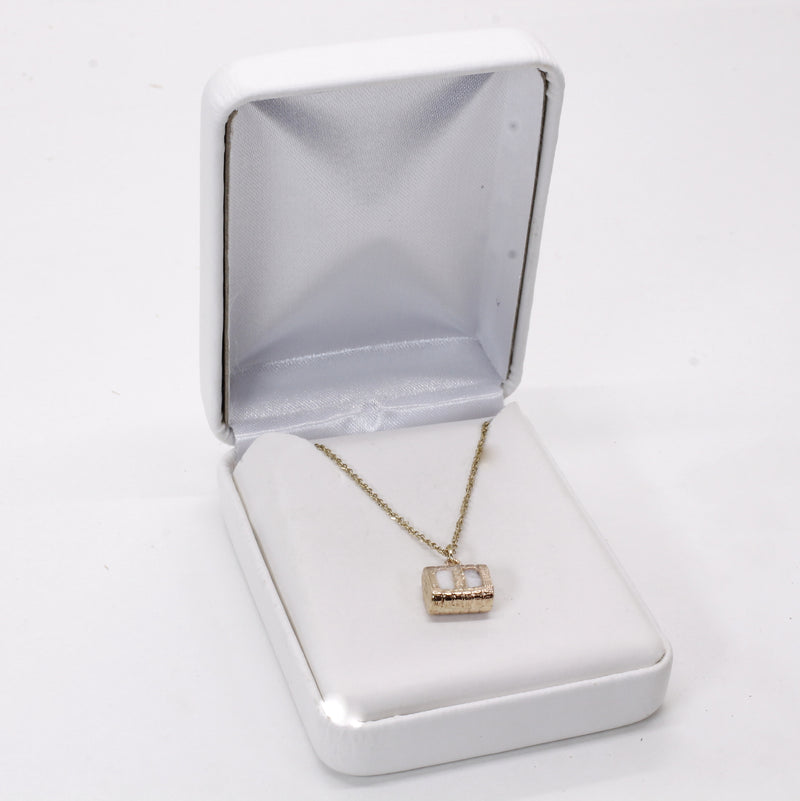 Gold Cotton Bale Charm Necklace with Real Cotton in solid 14kt Gold