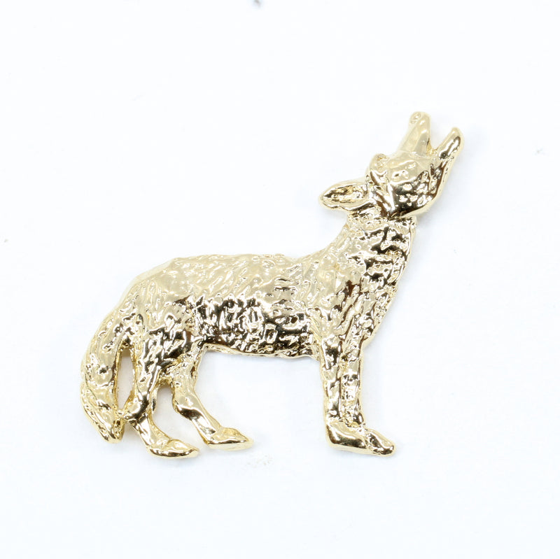 Mens Gold Coyote Tie Tack or pin with 14kt gold vermeil Howling Coyote