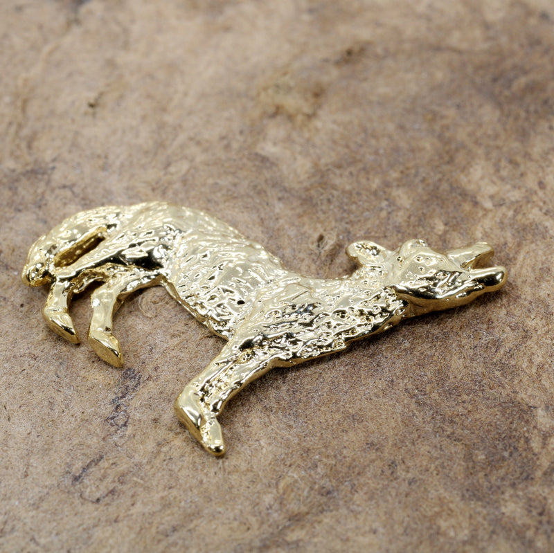 Mens Gold Coyote Tie Tack or pin with 14kt gold vermeil Howling Coyote