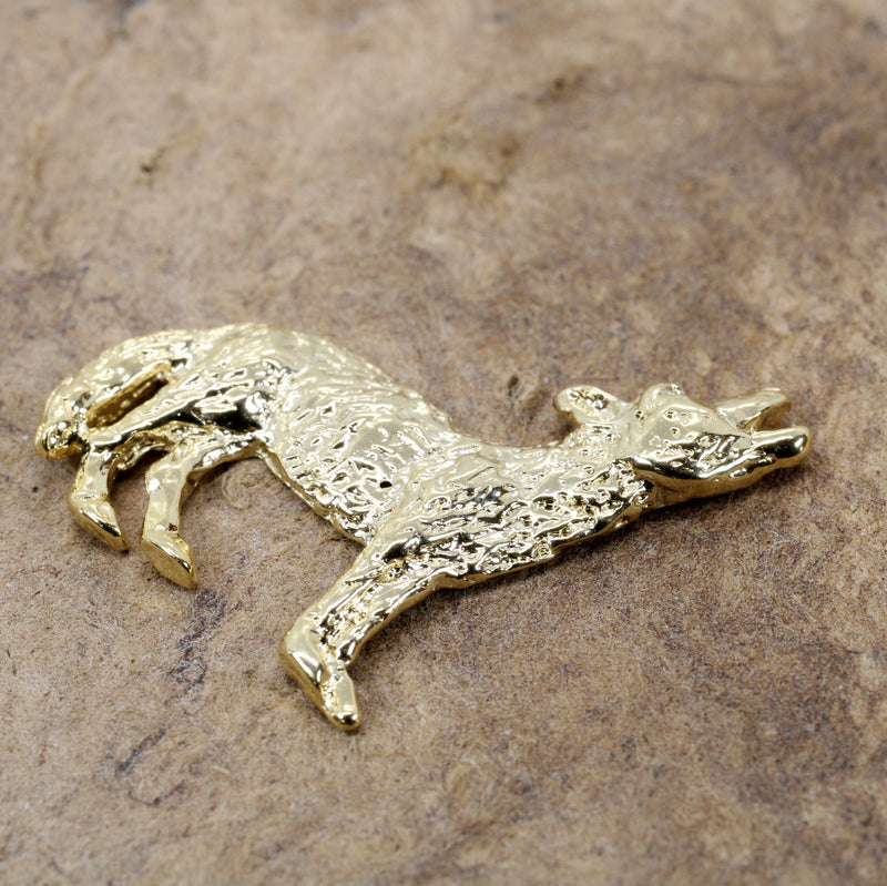 Mens Gold Coyote Tie Tack or pin with 14kt gold vermeil Howling Coyote