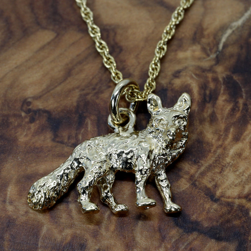 Gold Fox Necklace with 14kt gold vermeil 3D Fox