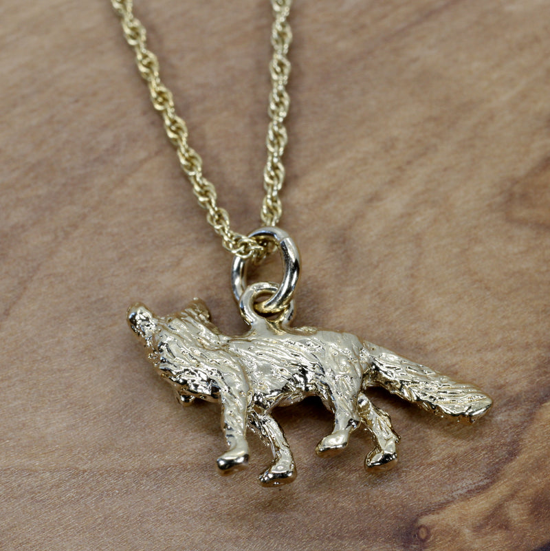 Gold Fox Necklace with 14kt gold vermeil 3D Fox