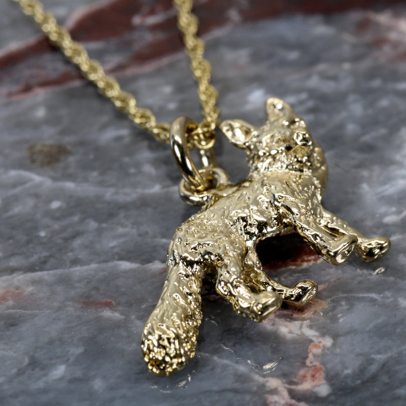 Gold Fox Necklace with 14kt gold vermeil 3D Fox