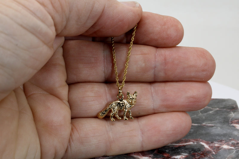 Gold Fox Necklace with 14kt gold vermeil 3D Fox