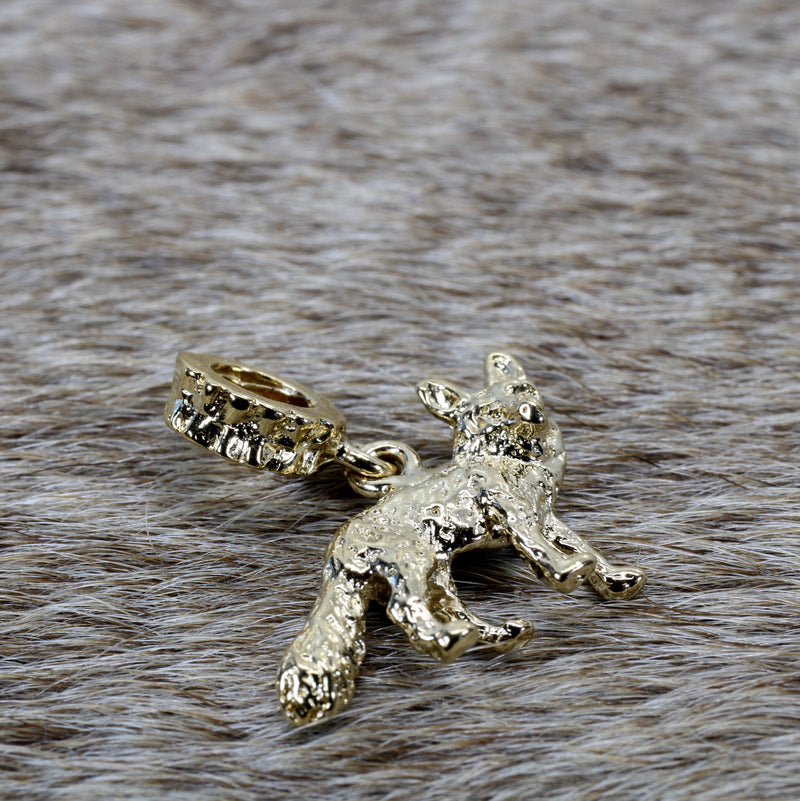 Gold Fox Slide Charm with 14kt Gold Vermeil charm for slide bracelet