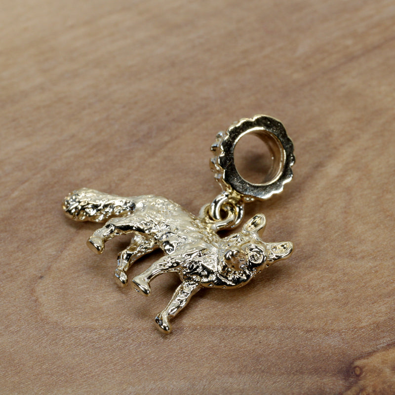 Gold Fox Slide Charm with 14kt Gold Vermeil charm for slide bracelet