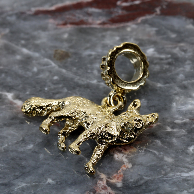 Gold Fox Slide Charm with 14kt Gold Vermeil charm for slide bracelet