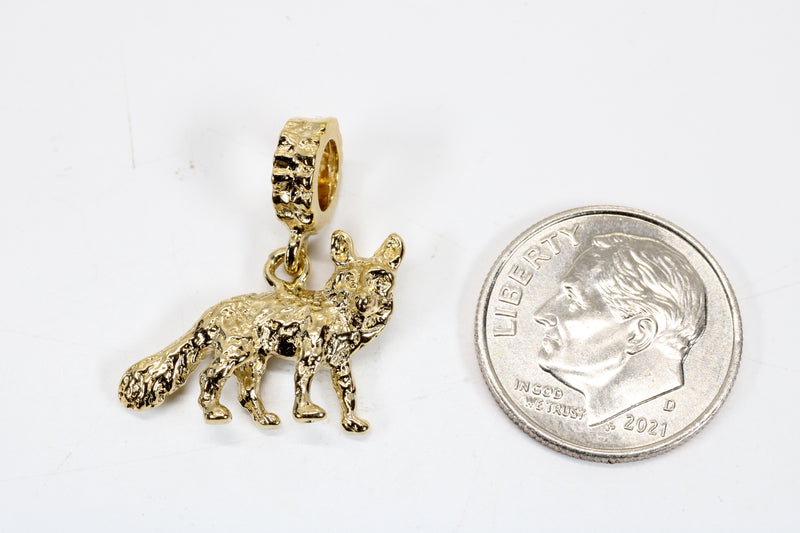 Gold Fox Slide Charm with 14kt Gold Vermeil charm for slide bracelet