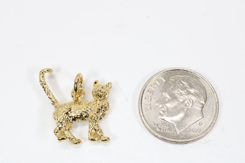 Gold Cat Charm with 14kt gold vermeil 3D House Cat