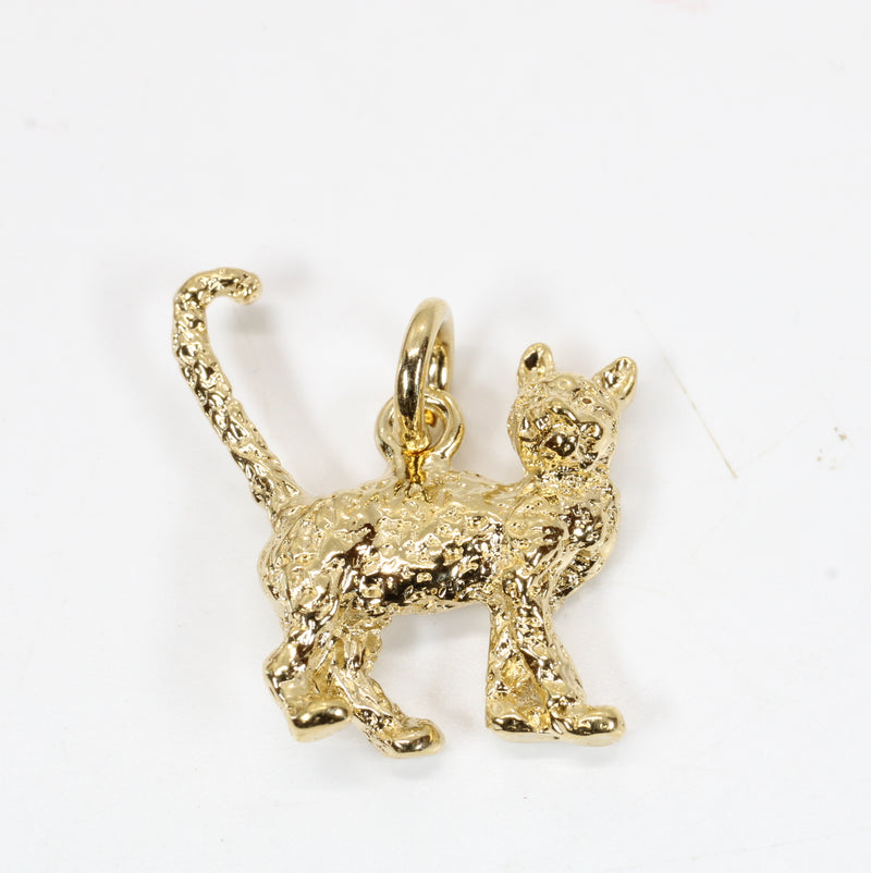 Gold Cat Charm with 14kt gold vermeil 3D House Cat