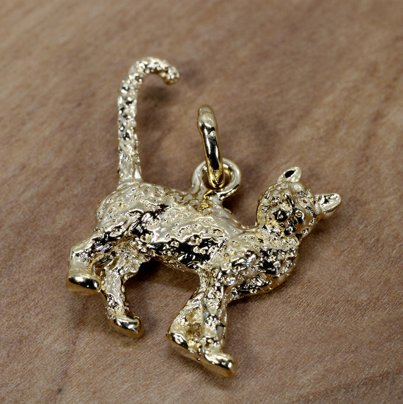 Gold Cat Charm with 14kt gold vermeil 3D House Cat
