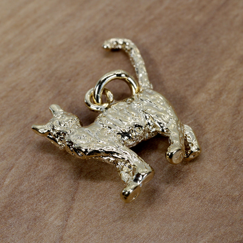 Gold Cat Charm with 14kt gold vermeil 3D House Cat