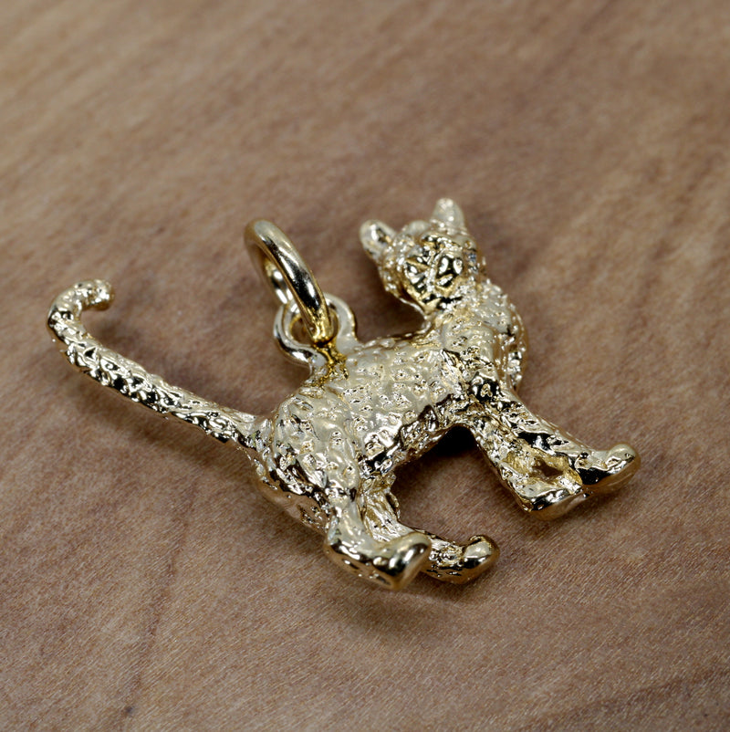 Gold Cat Charm with 14kt gold vermeil 3D House Cat