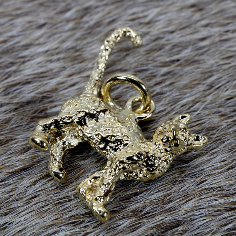 Gold Cat Charm with 14kt gold vermeil 3D House Cat