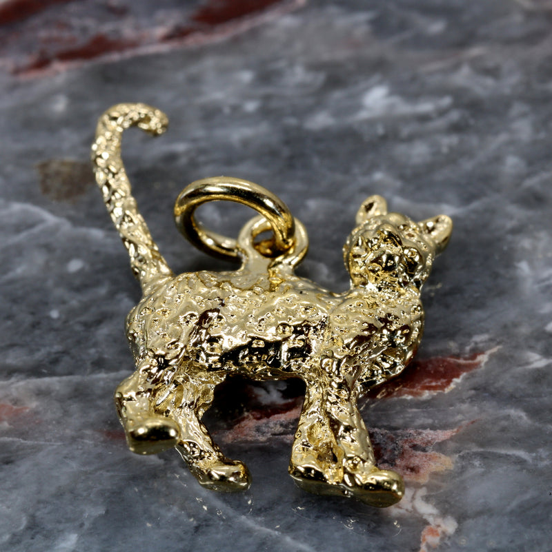 Gold Cat Charm with 14kt gold vermeil 3D House Cat