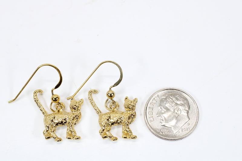 Gold Cat Earrings with 14kt gold vermeil 3D House Cats