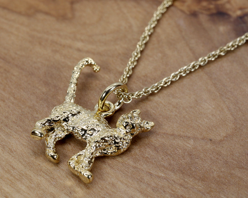 Gold Cat Necklace with 14kt gold vermeil 3D House Cat