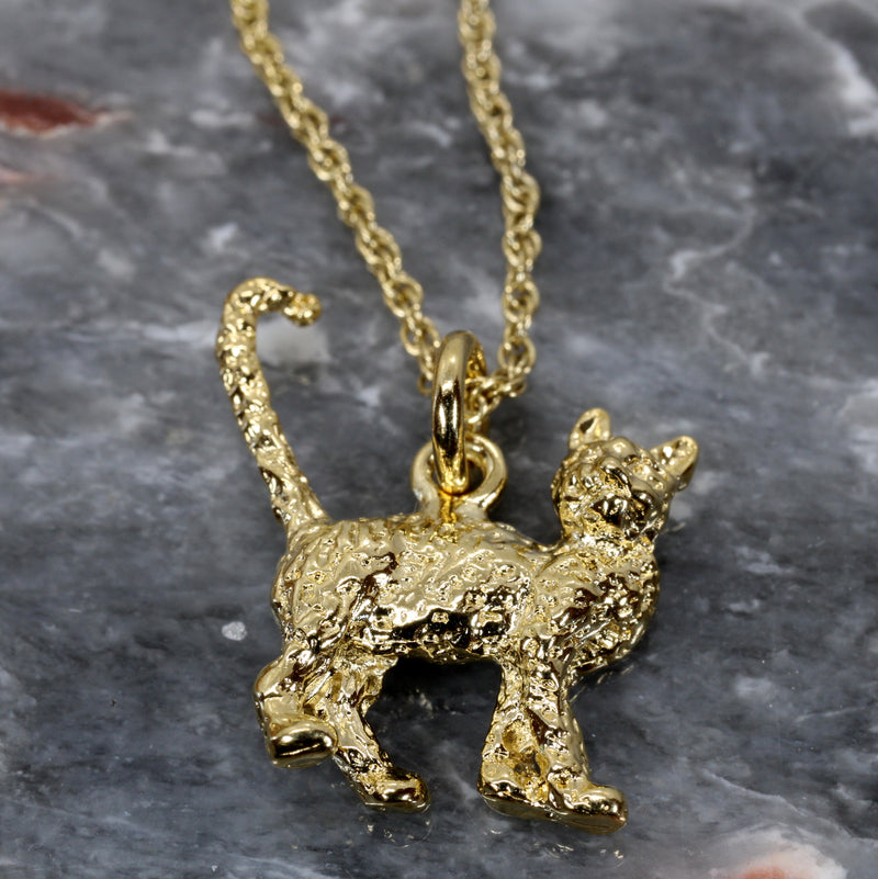 Gold Cat Necklace with 14kt gold vermeil 3D House Cat