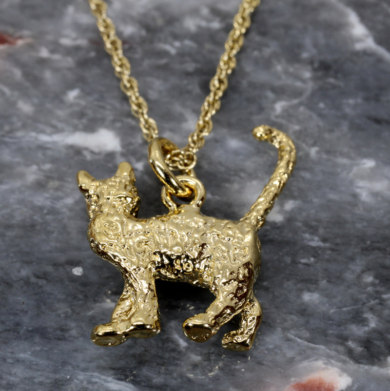 Gold Cat Necklace with 14kt gold vermeil 3D House Cat