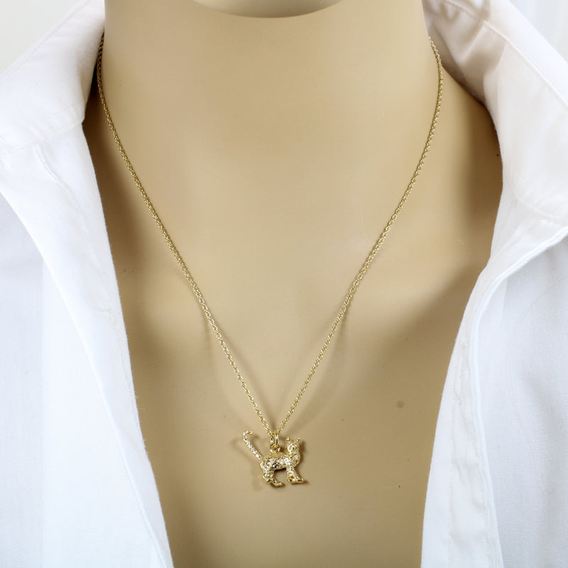 Gold Cat Necklace with 14kt gold vermeil 3D House Cat