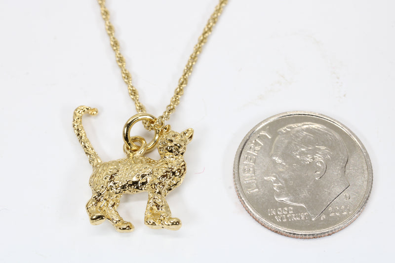 Gold Cat Necklace with 14kt gold vermeil 3D House Cat