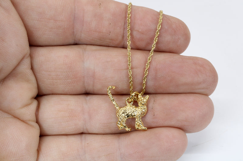 Gold Cat Necklace with 14kt gold vermeil 3D House Cat