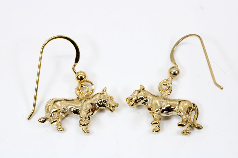 Gold Lioness Earrings for her in 14kt Gold Vermeil