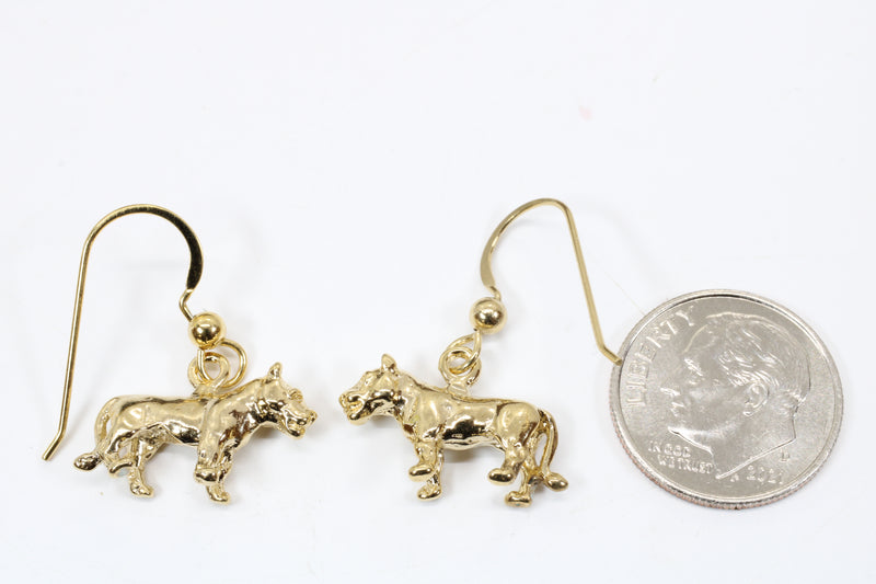 Gold Lioness Earrings for her in 14kt Gold Vermeil