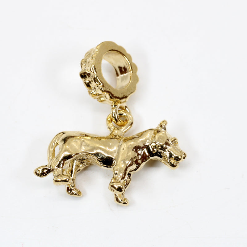 Gold Lioness slide bracelet charm in 14kt Gold Vermeil