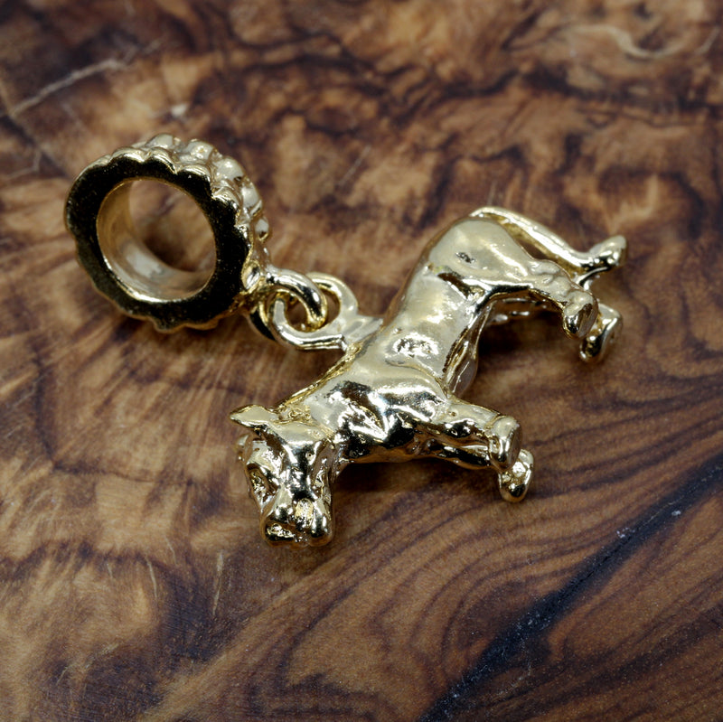 Gold Lioness slide bracelet charm in 14kt Gold Vermeil