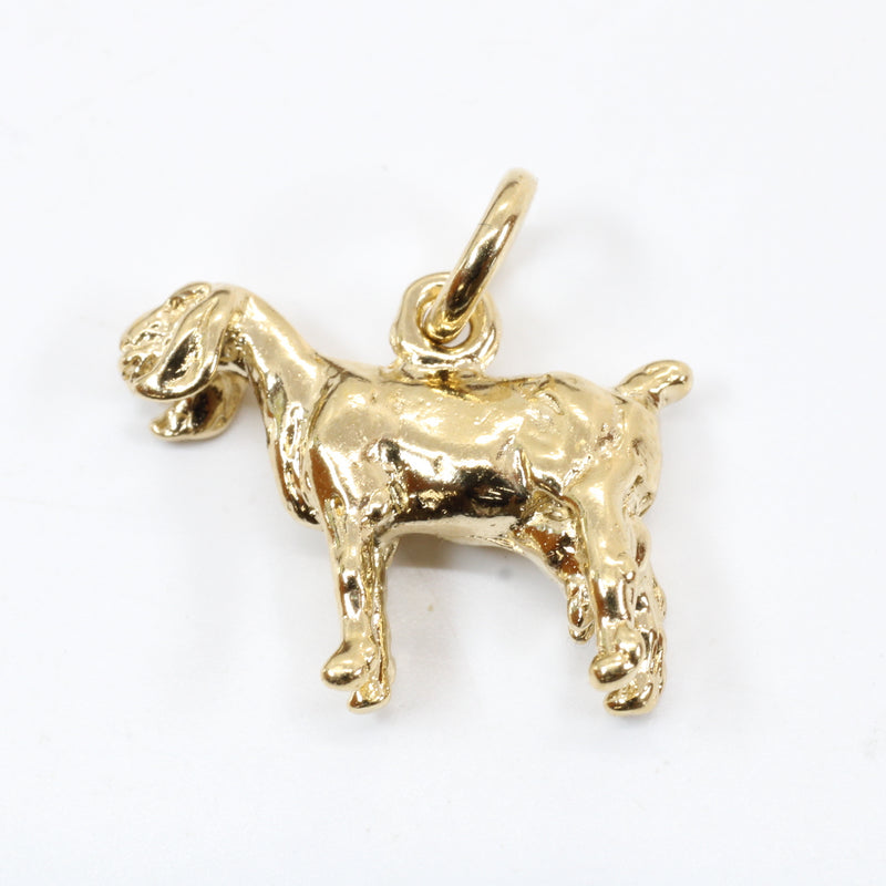 Gold Nubian Dairy Goat Charm 14kt Gold Vermeil 3D Goat