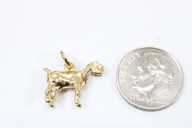 Gold Nubian Dairy Goat Charm 14kt Gold Vermeil 3D Goat