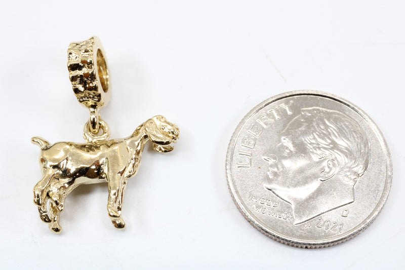 Gold Nubian Dairy Goat Slide Charm with 14kt Gold Vermeil 3D Goat