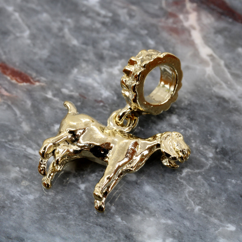 Gold Nubian Dairy Goat Slide Charm with 14kt Gold Vermeil 3D Goat