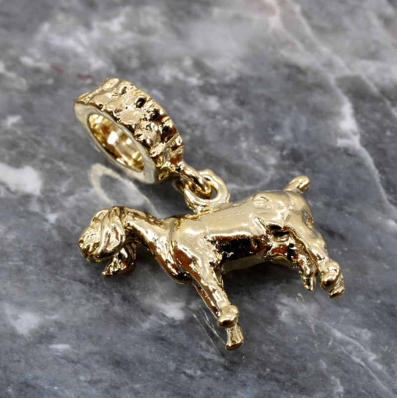 Gold Nubian Dairy Goat Slide Charm with 14kt Gold Vermeil 3D Goat