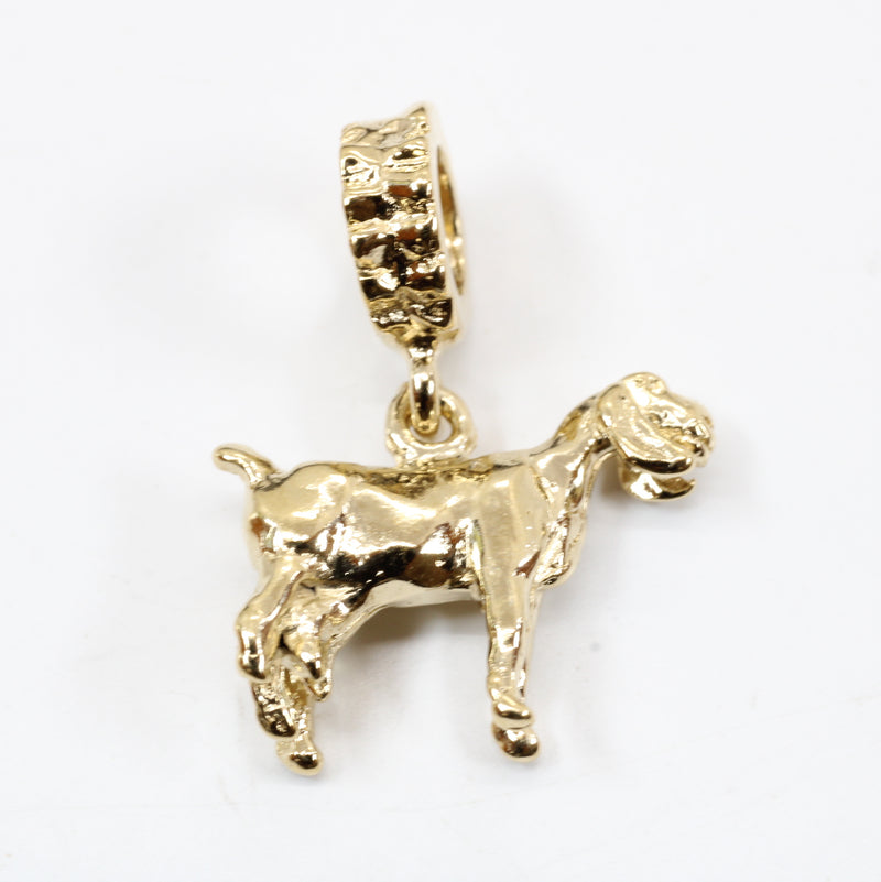 Gold Nubian Dairy Goat Slide Charm with 14kt Gold Vermeil 3D Goat