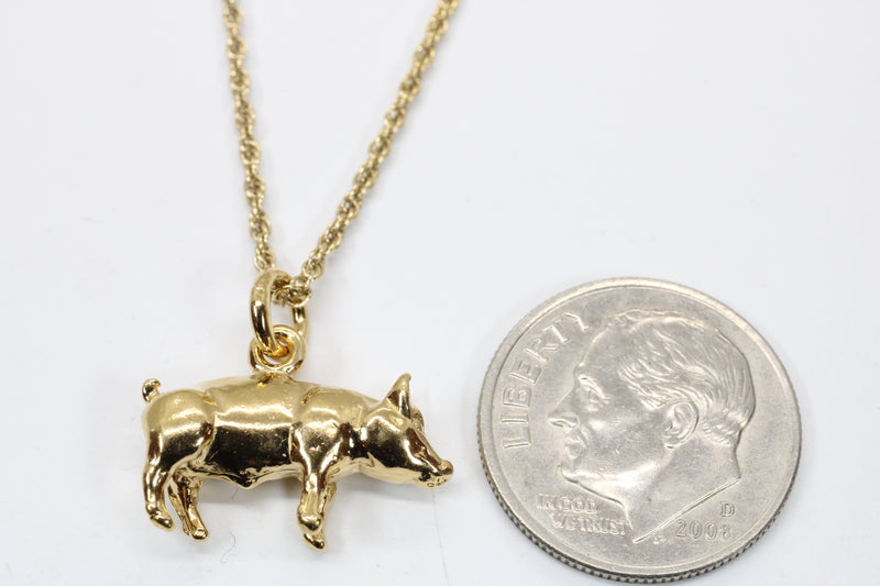 Gold Pig Necklace For Her in 14kt gold Vermeil